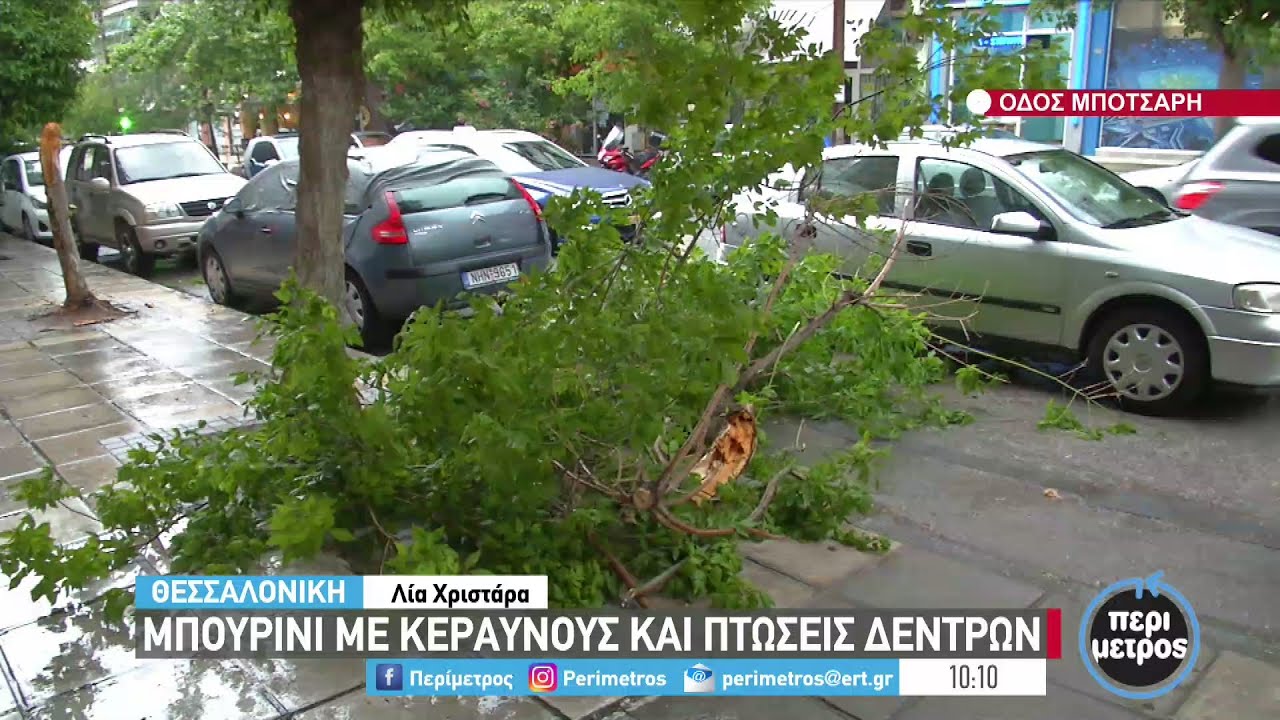 Δέντρο ξεριζώθηκε και έπεσε πάνω σε ταξί από το μπουρίνι στη Θεσσαλονίκη | 07/06/2022 | ΕΡΤ
