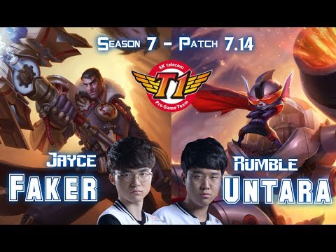 SKT T1 Faker JAYCE vs SKT T1 Untara RUMBLE Top - Patch 7.14 KR Ranked