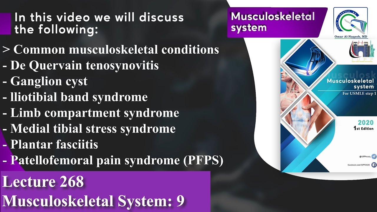 De Quervain tenosynovitis | Ganglion cyst | Limb compartment syndrome | Plantar fasciitis