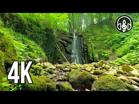 Entspannender Wasserfallklang. Weißes Rauschen von fallendem Wasser zum Schlafen für 10 Stunden.