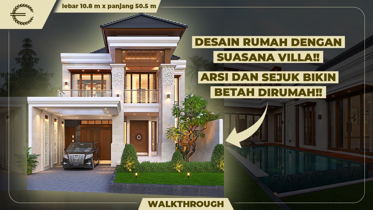Video 3D Desain Rumah Villa Bali 2 Lantai Mr. KY - Bali