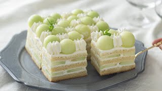 美味しそう〜🤤🍈🍰（00:10:03 - 00:13:41） - メロン・ショートケーキの作り方 Melon Short Cake：Fresh cream fruit cake｜HidaMari Cooking