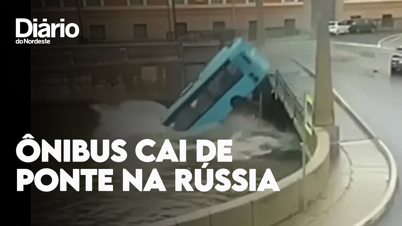 Imagem da notícia Três pessoas morrem após ônibus descontrolado cair de ponte na Rússia; veja vídeo