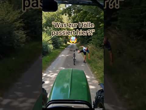 der hat es immer noch nicht verstanden! Radfahrer vs. Traktor😱 #traktor #shorts