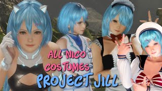 DOA6 All (29) NICO Costumes, DLCs, Hair styles & Accessories from SEASON PASS 1 to 4 ~ Project-JILL-