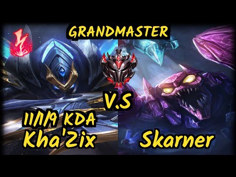 Lamabear (KHA'ZIX) vs SKARNER - 11/1/9 KDA JUNGLE GAMEPLAY - EUW Ranked GRANDMASTER