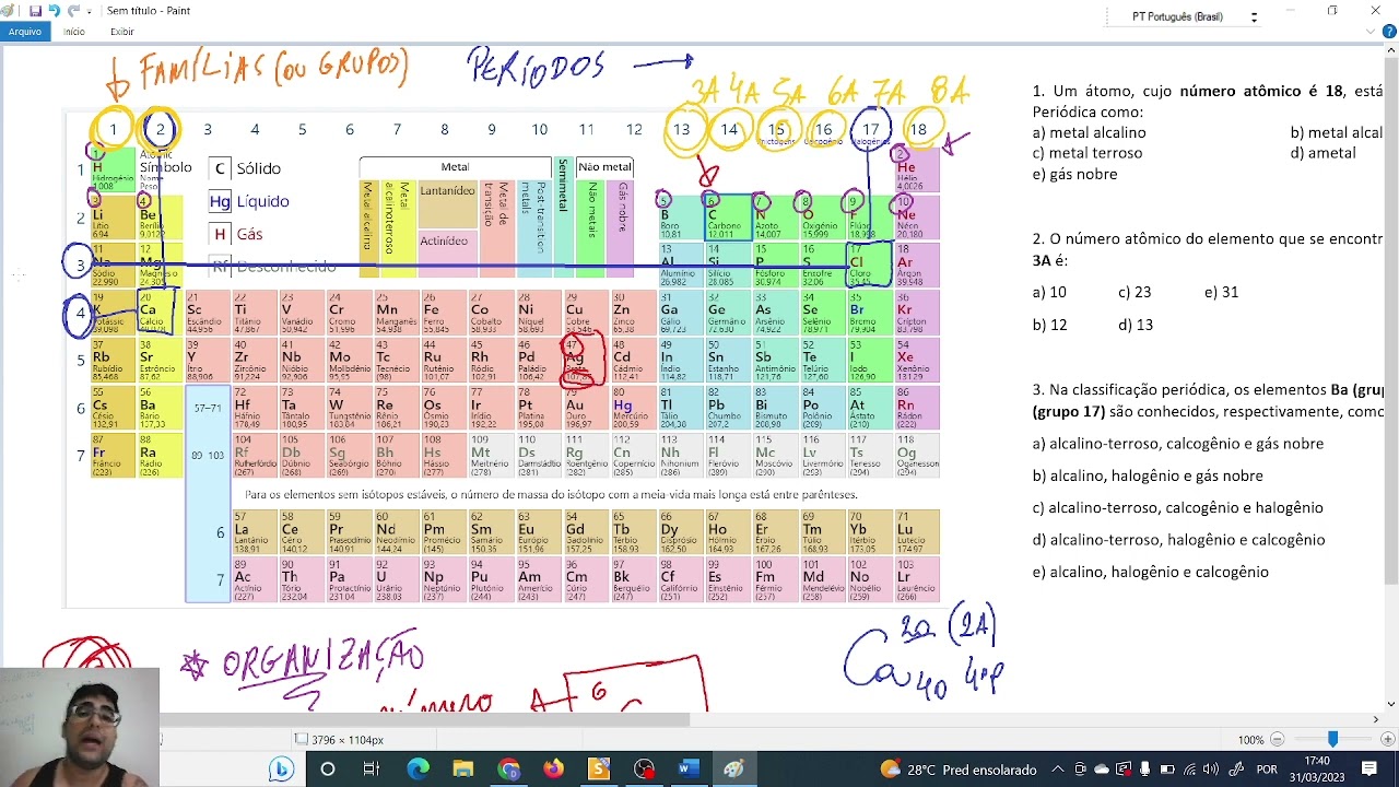 REVISAO TABELA PERIODICA COM QUESTOES RESOLVIDAS