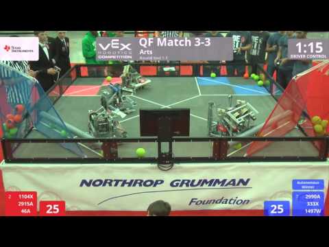 VEX Worlds 2016 - VRC HS Arts - QF 3-3 (1104X 2915A 46A) 225 vs 248 (2990A 333X 1497W)