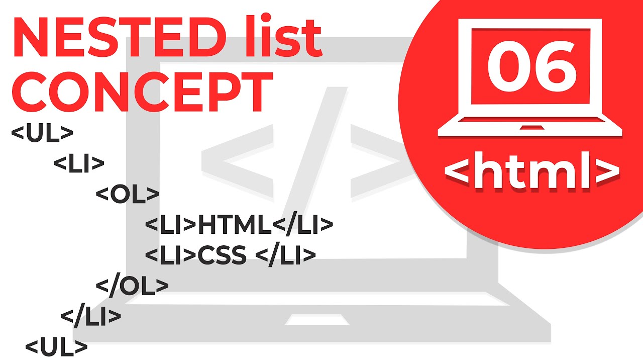 #6 Nested Ordered list & Unordered list in HTML | Web Development Tutorials