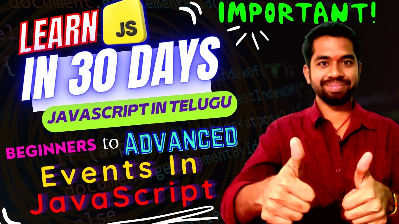 Learn JavaScript in 30 Days - Events in JavaScript Episode 16