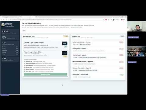 Person-first scheduling walkthrough video preview