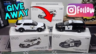 GIVE AWAY TIME! 596 FORD POLICE INTERCEPTOR. METAL BODY AND BASE. 1/64 SCALE.