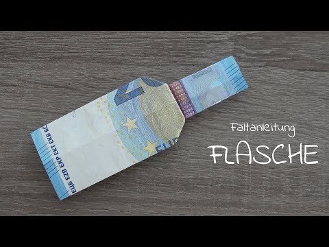 Folding a bottle from 20 euros, crafting money gifts, folding instructions for a 20 euro banknote...