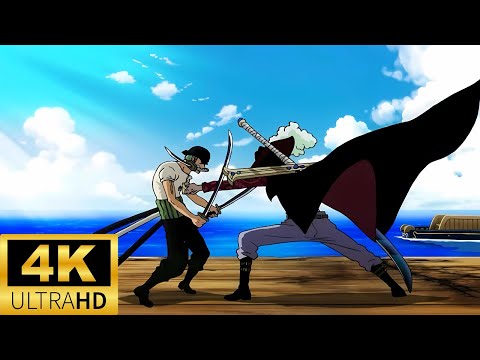 4K Anime - Zoro VS Mihawk One Piece Episode 24