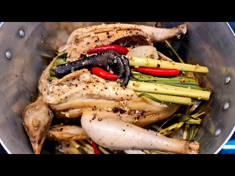 GÀ HẤP MUỐI SẢ - CÁCH LÀM GÀ HẤP MUỐI SẢ món ăn ngon đậm đà bổ dưỡng - món ngon dễ làm