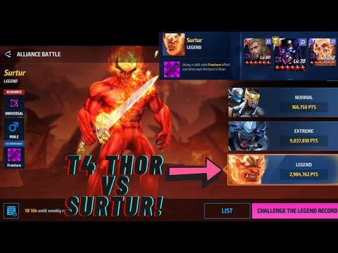 SURTUR ALLIANCE BATTLE LEGEND! T4 THOR GAMEPLAY & TUTORIAL - Marvel Future Fight