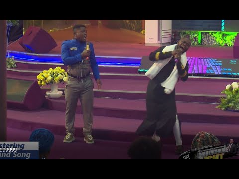 Sam and song crack up Senior Pastor Johnmark Ighosotu at the Free Indeed Church.