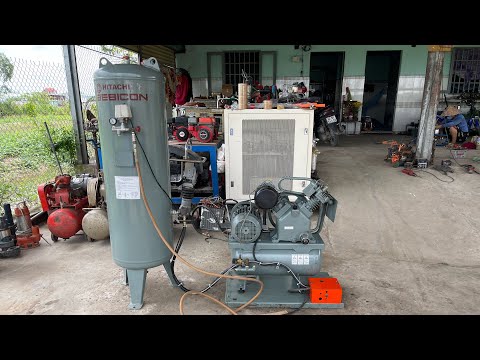 Pode ser um hitachi 5hp 3 pha có bình chứa (đã bán về Bến Tre)
