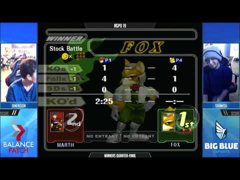 NGPU 19 SSBM - Dimension (Marth) vs. HoG | Tiramisu (Fox) - Melee WQF