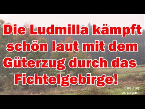 Die Ludmilla kämpft schön laut mit dem Güterzug durch das Fichtelgebirge! Man hört sie schon weit!