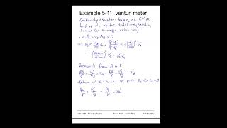 Fluid Mechanics - venturi meter - Example 5-11