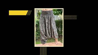 HR0690 Cotton Harem pants Handmade pants, Thick Smock Waist Low Crotch Bohemian Harem cotton pant...
