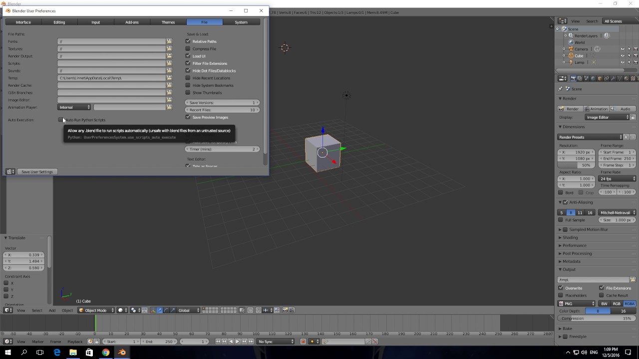 How To Enable Auto Run Python Scripts In Blender