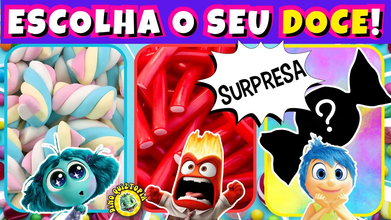🧁🍨🍭ESCOLHA SEU DOCE SURPRESA DE DIVERTIDA MENTE 2 ❤️🌈  APENAS 5% CONSEGUEM SE DECIDIR #dinoquiztopia