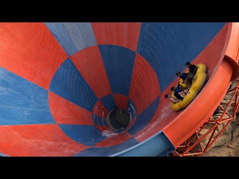 Giant Funnel Water Slide POV (Full Raft Ride)