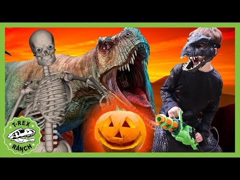 T-Rex Ranch Halloween Special | Skeletons and Dinosaurs Attack! Videos for Kids!