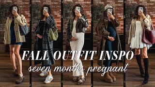 10 FALL OUTFIT IDEAS! (bump friendly, second trimester looks, barn jacket, suede loafers) | 2024