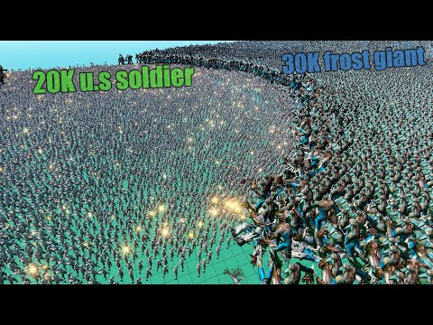 Battle 30,000 Frost Giant vs 20,0000 U.S Soldier WW2 - Ultimate Epic Battle Simulator