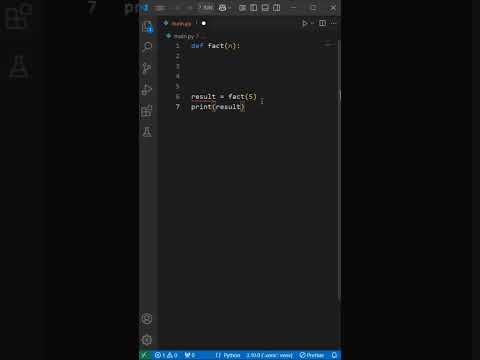 Factorial using Def function #shortfeed #shorts #pythonshorts #python