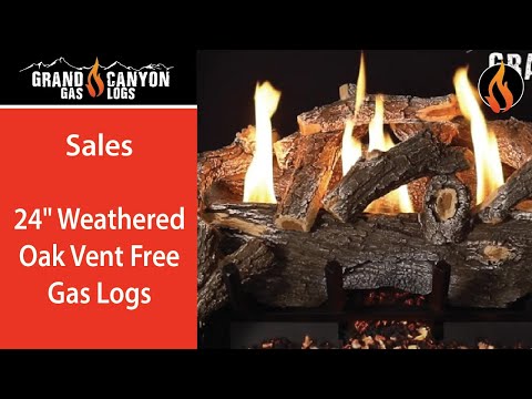 24" Weathered Oak Vent Free Gas Logs