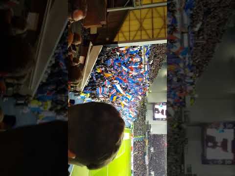 Glasgow Rangers v Rapid Vienna. Atmosphere is electric. Filmed this from the main stand front.