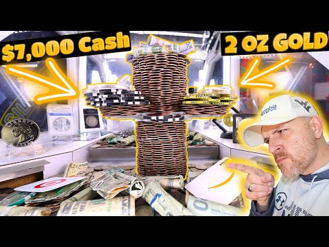 🤯You Have to 👀 See it to Believe It! $7,000 Cash & 2oz of Gold (Just on top) High Limit Coin Pusher