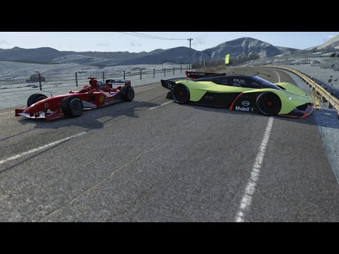 F1 Ferrari F2004 Schumacher vs Aston Martin Valkyrie AMR Pro at Highlands