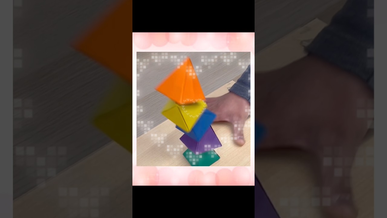 リアルピースカラーのピラミッドタワーをどっかーん‼︎#折り紙