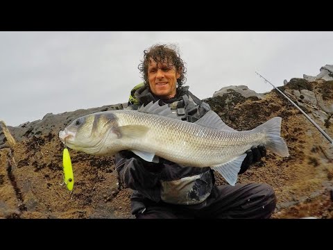 Lure fishing for sea bass in autumn swells -part 1 (double figures on lures)