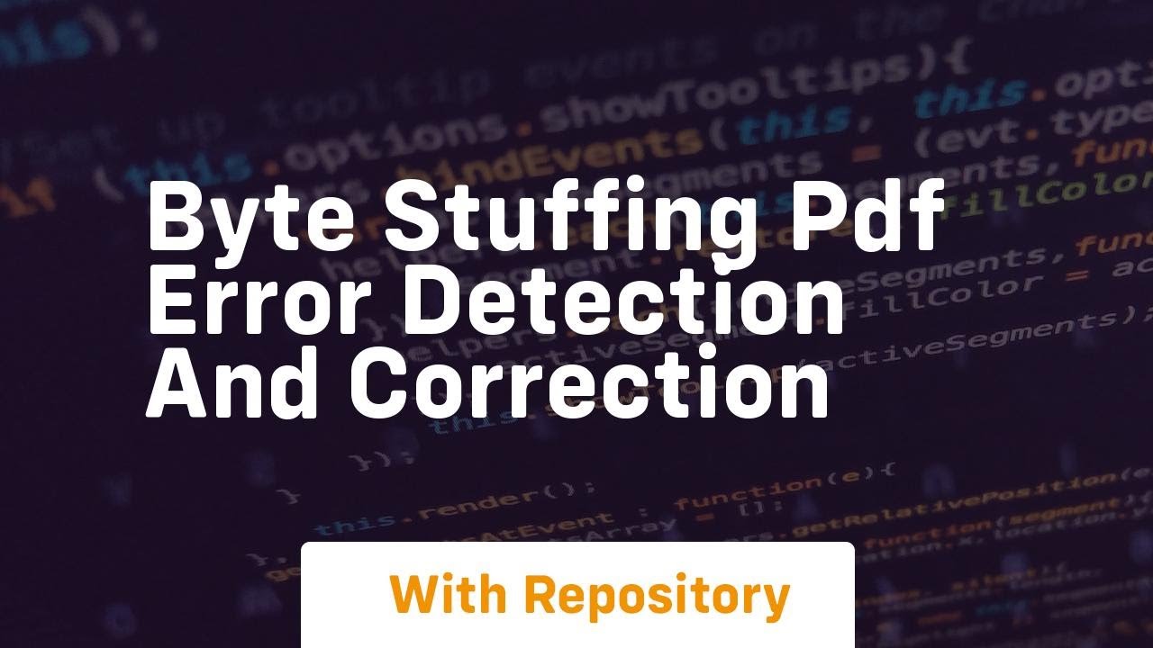 Byte Stuffing PDF Error Detection And Correction