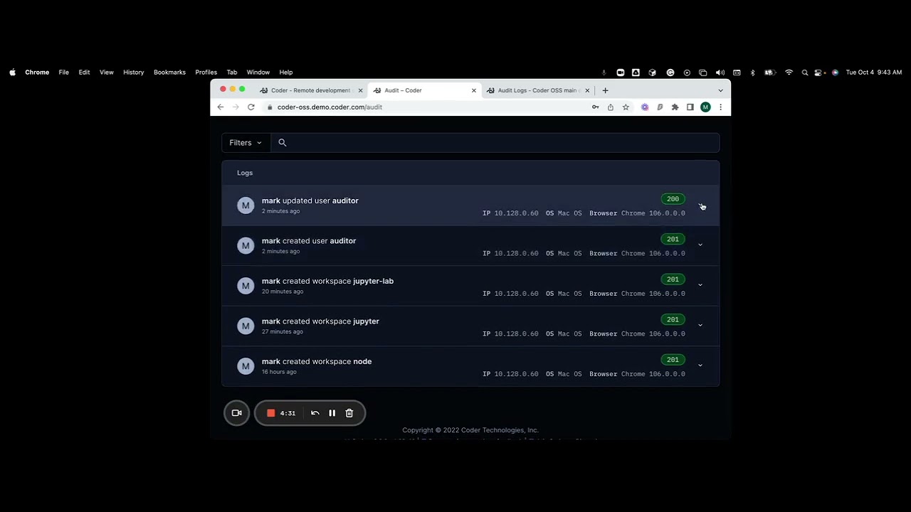 Audit Logs  | Enterprise paid feature