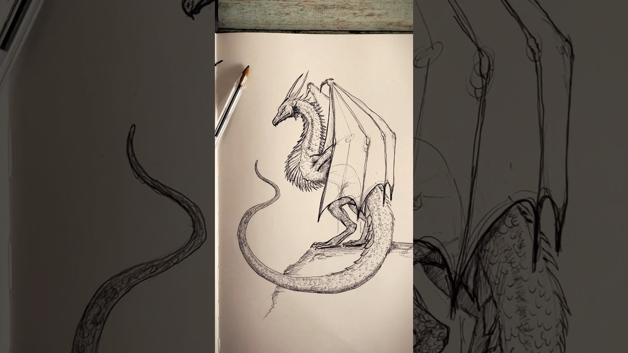 Tutorial for this drawing on my page #wyvern #dragon #drawing #dragondrawing #howtodraw #shorts