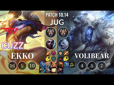 T1 Cuzz Ekko vs Volibear Jungle - KR Patch 10.14