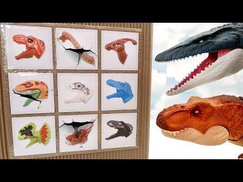 Dinosaur Lego SMASH BOX! Learning Dinosaur Names For Kids - Jurassic World Lego Heads Fun Video