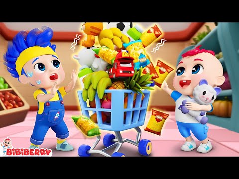 Supermarket Adventure 🛒 Baby Safety Rules Song 🚸👶 + More Nursery Rhymes & Kids Songs | Bibiberry