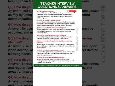 Teacher Interview Questions and Answers | Teaching interview Questions and  Answers