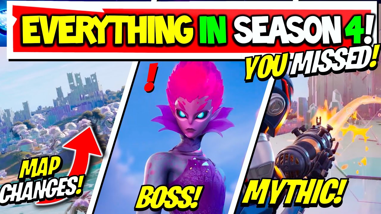 Everything NEW in Fortnite Season 4 YOU MISSED! - (Chapter 3, Bosses, Map Changes & Mythics)