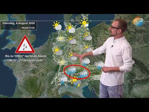 Current weather forecast 03.August 2020 - Still a lot of rain in the Alps!