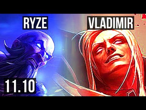 RYZE vs VLADIMIR (TOP) | Quadra, 15/2/11, Legendary, 500+ games | KR Diamond | v11.10