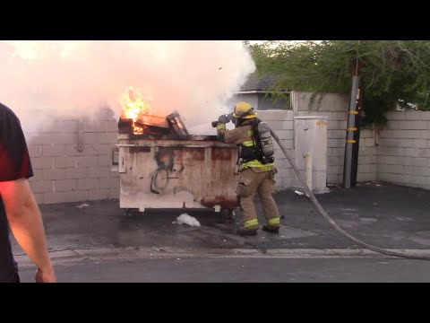 SBCoFD Medic Engine 227 Crews Putting Out A Dumpster Fire